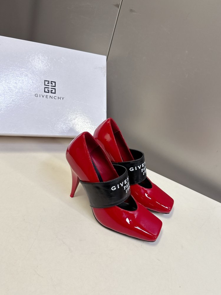 Туфлі жіночі червоні лакові на високому підборах з еластичною гумкою закриті фото 3