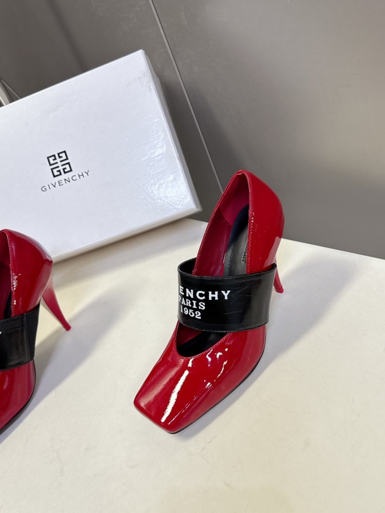 Туфлі жіночі червоні лакові на високому підборах з еластичною гумкою закриті фото 4