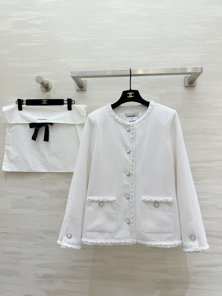 Твидовый белый женский пиджак