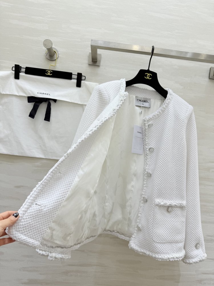 Твидовый белый женский пиджак фото 8