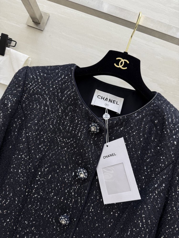 Твидовый пиджак с пайетками женский фото 3