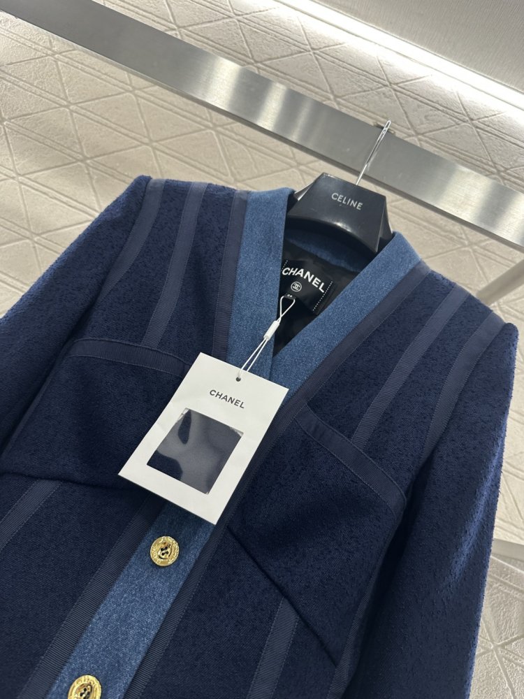 Винтажное шерстяное пальто из лоскутков джинсовой ткани фото 6