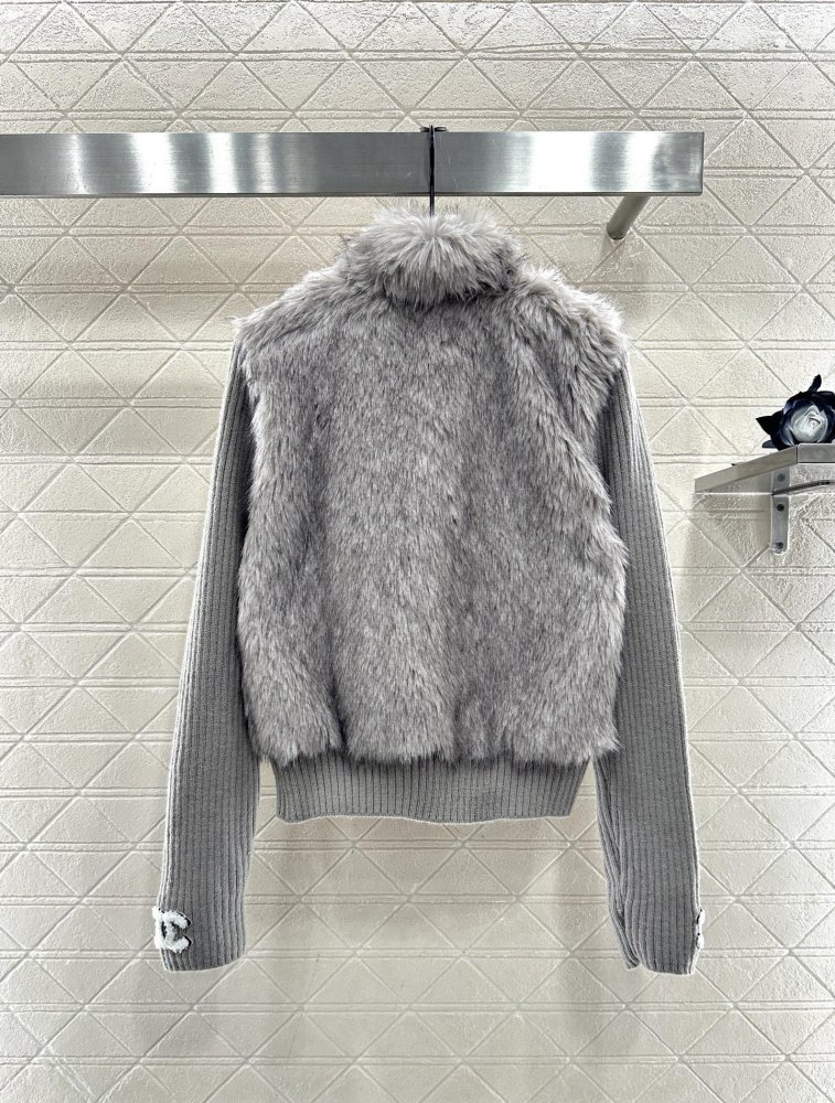 Вязаная шуба с воротником в стиле пэчворк фото 2