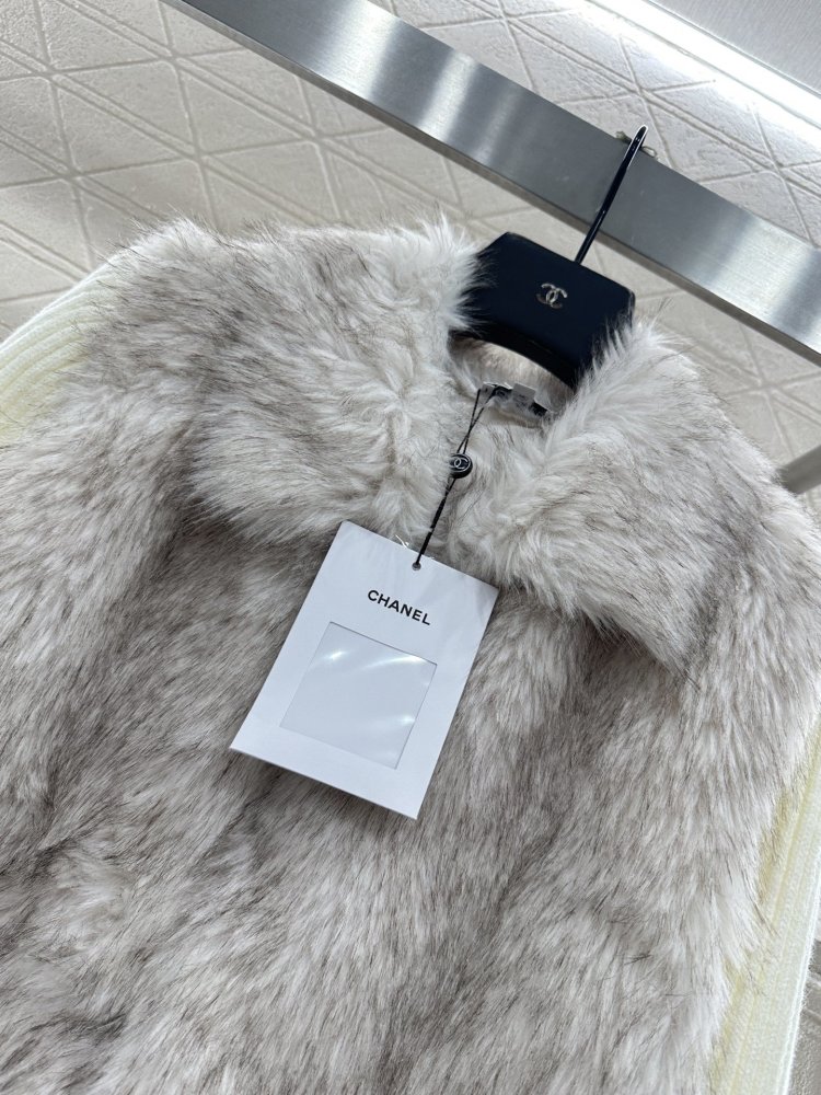 В'язана шуба з коміром в стилі печворк фото 3