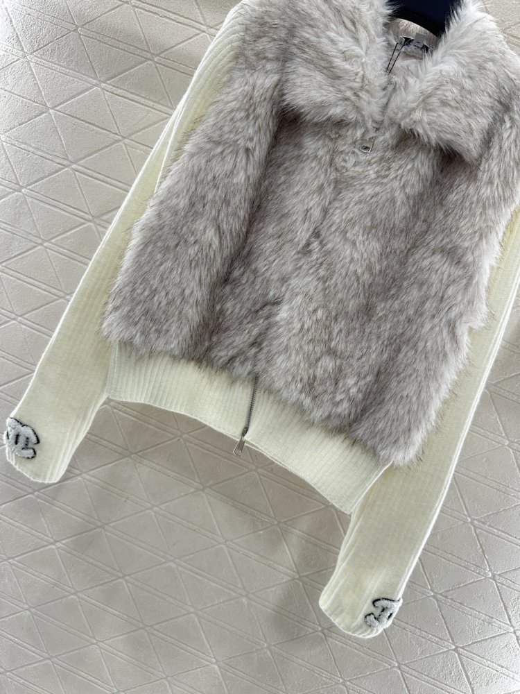 В'язана шуба з коміром в стилі печворк фото 5