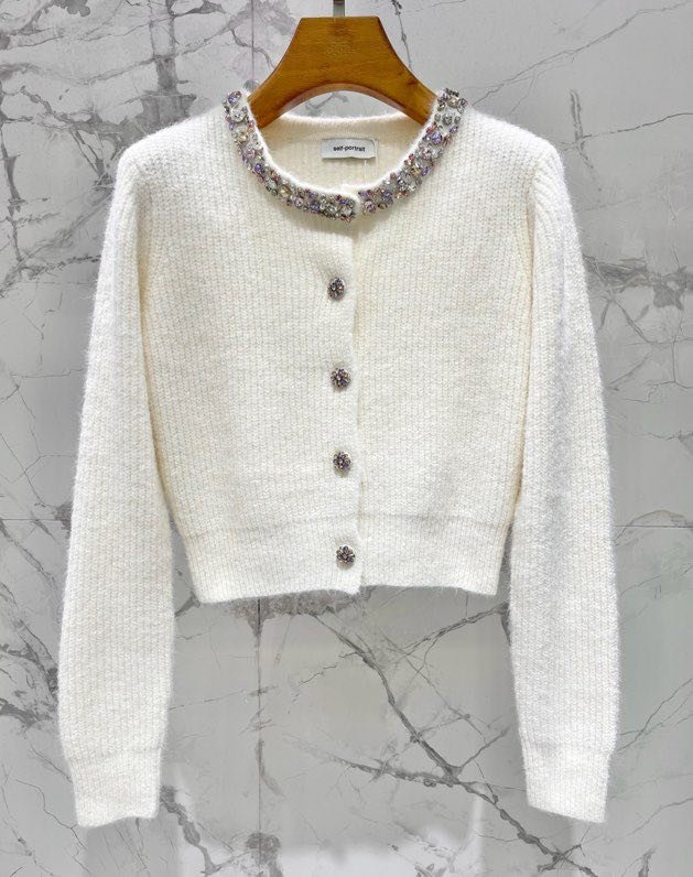 Вязаный кардиган свободного кроя с круглым вырезом