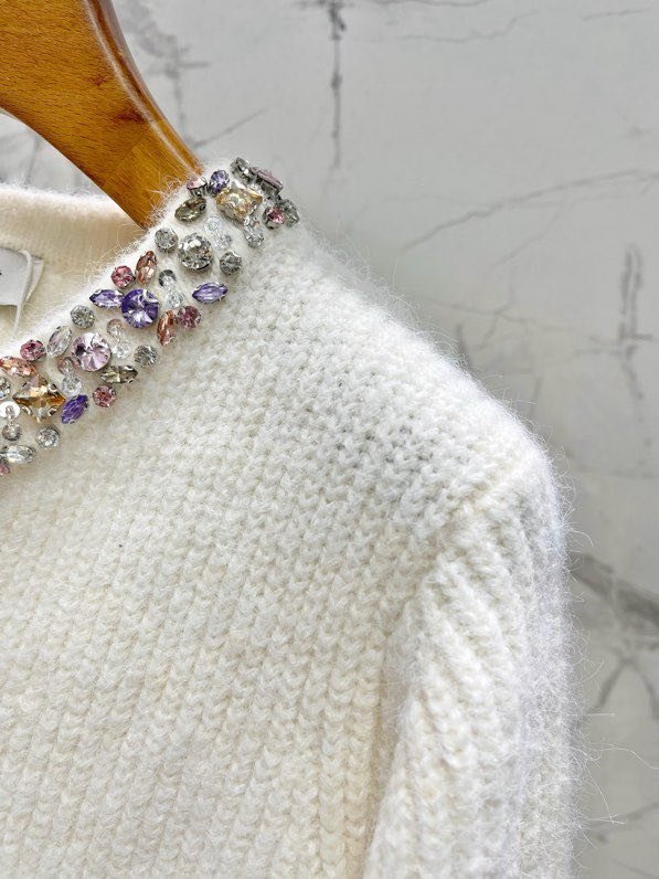 Вязаный кардиган свободного кроя с круглым вырезом фото 2