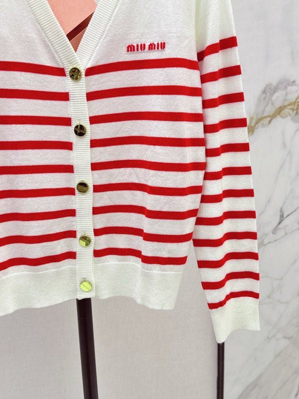 Knitted cardigan at contrast strip фото 2