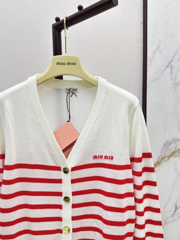 Knitted cardigan at contrast strip фото 3