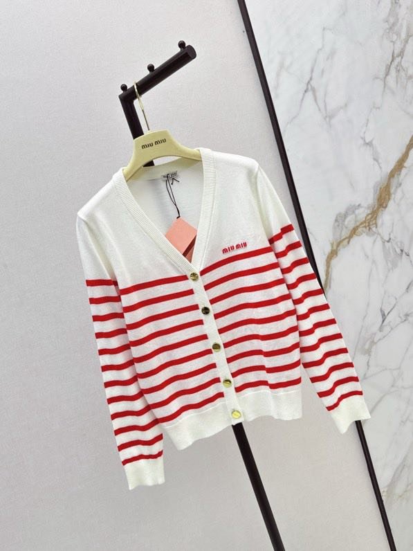 Knitted cardigan at contrast strip фото 4