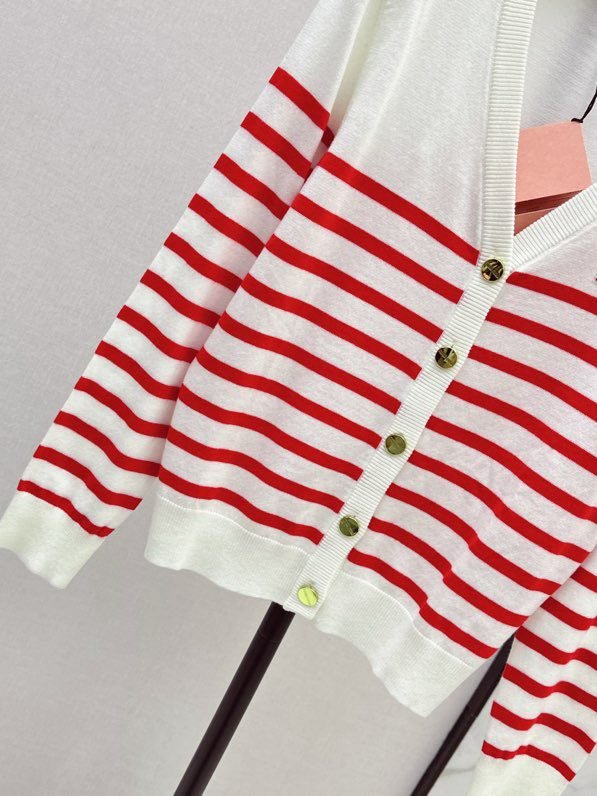 Knitted cardigan at contrast strip фото 5