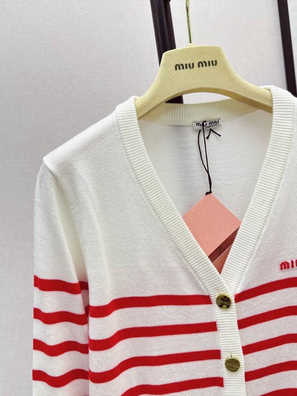 Knitted cardigan at contrast strip фото 9