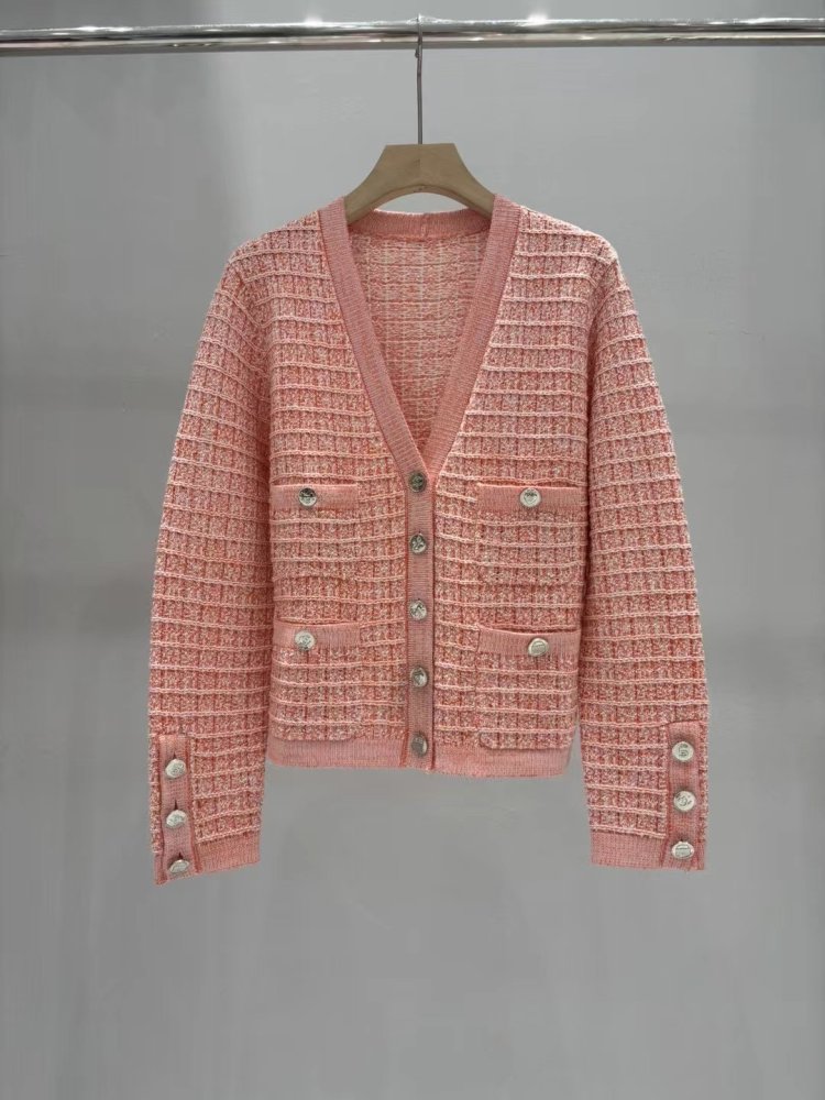 Вязаный клетчатый кардиган