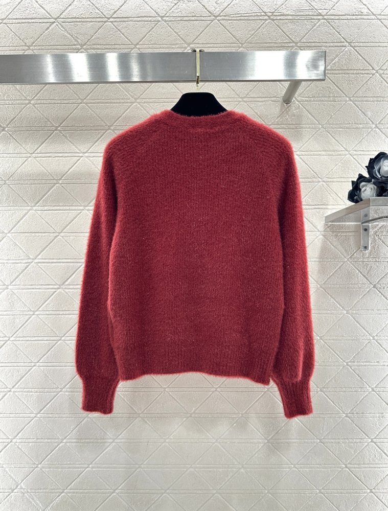 Вязаный пуловер с круглым вырезом фото 2