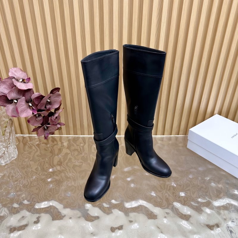 High leather boots on heel фото 5