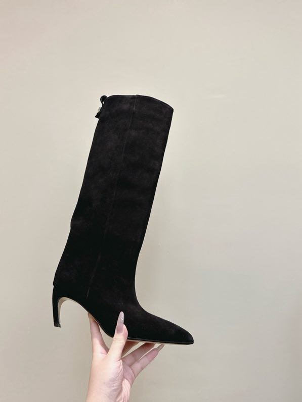 High leather women's boots on heel