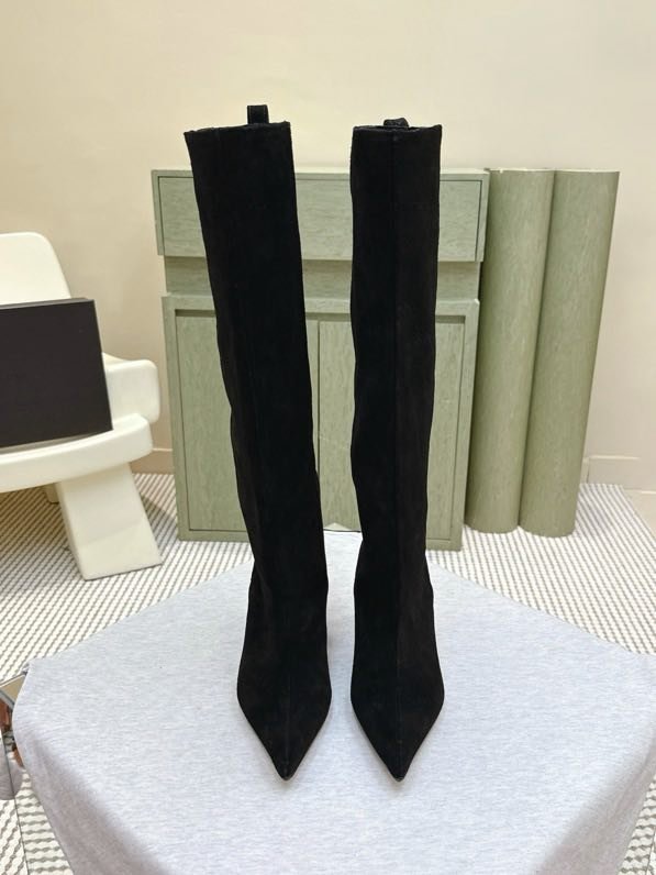 High leather women's boots on heel фото 4