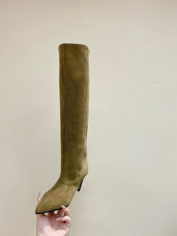 Высокие кожаные женские сапоги на каблуке фото 5