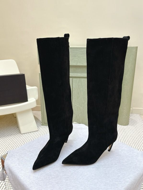 High leather women's boots on heel фото 9