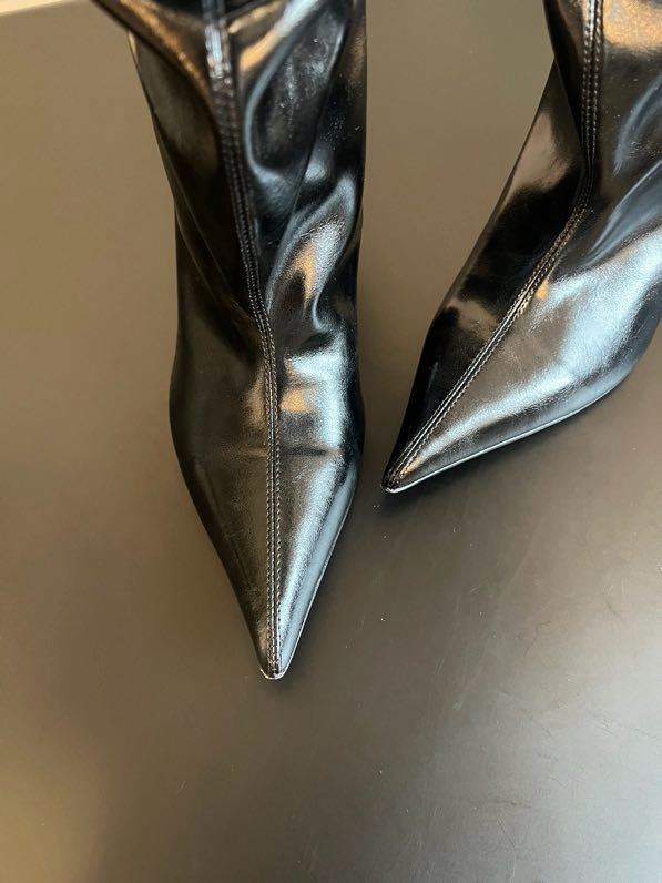 Високі чоботи з гострим носком і плиссировкой фото 2