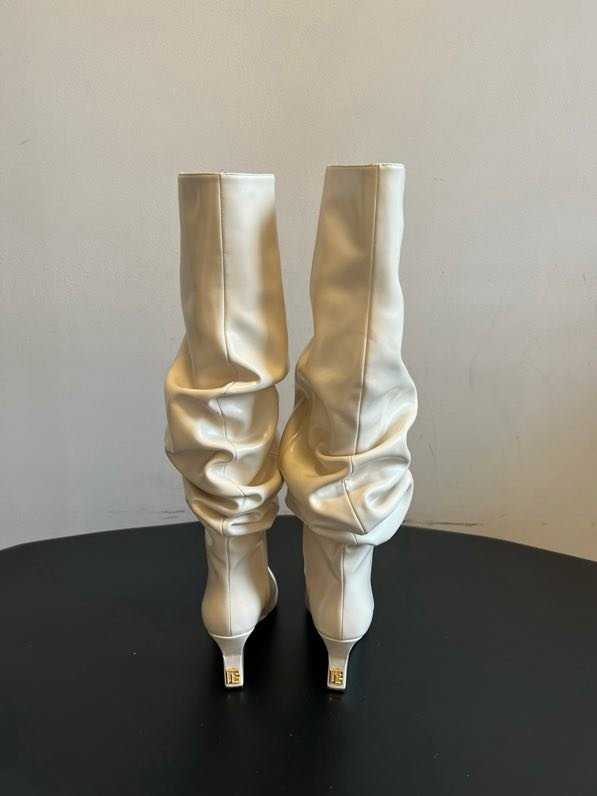 Високі чоботи з гострим носком і плиссировкой фото 3