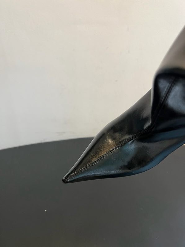 Високі чоботи з гострим носком і плиссировкой фото 5