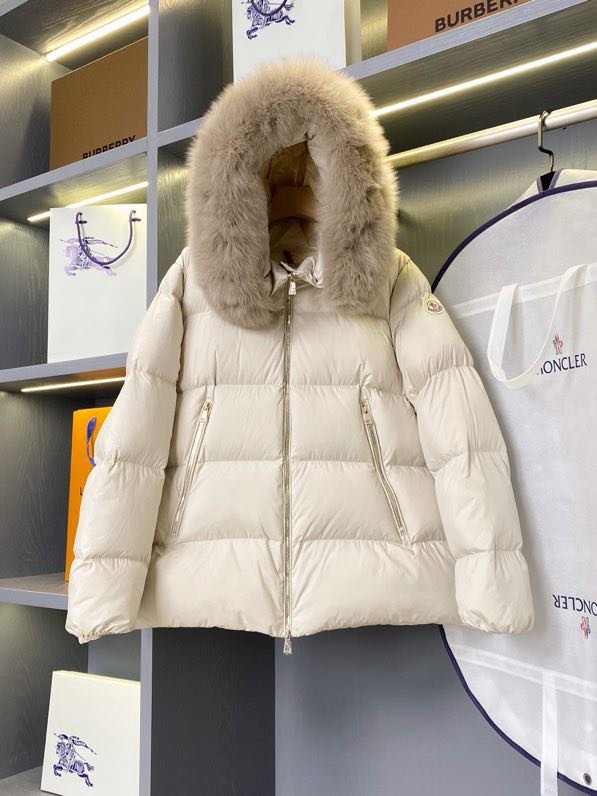 Women's short feather jacket from hood