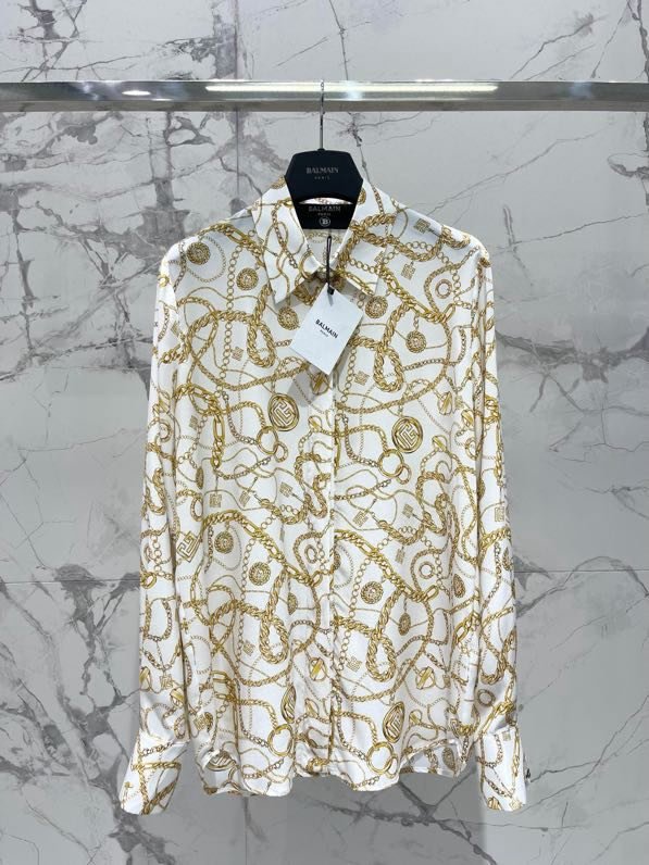 Женская шелковая рубашка с принтом