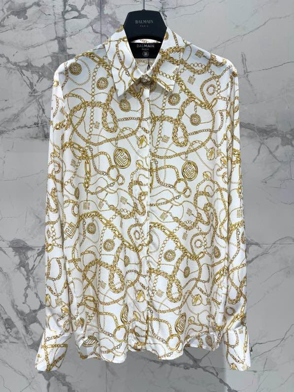 Женская шелковая рубашка с принтом фото 4