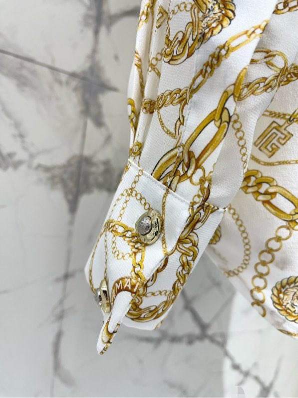 Женская шелковая рубашка с принтом фото 6