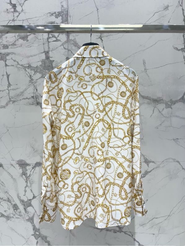 Женская шелковая рубашка с принтом фото 7