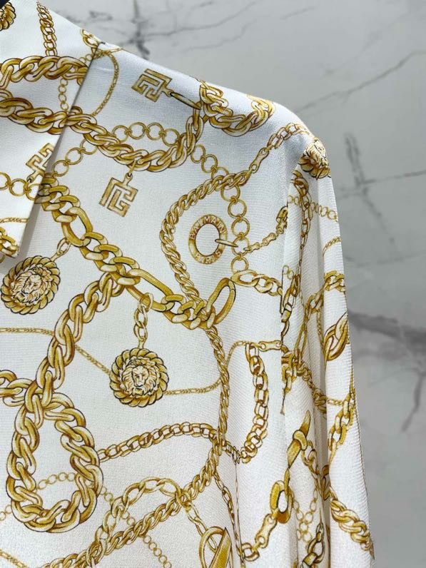 Женская шелковая рубашка с принтом фото 8