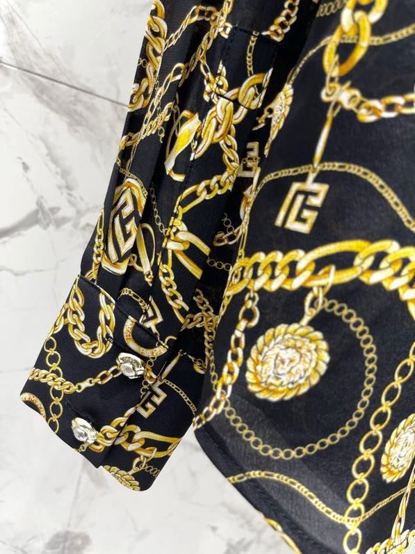 Женская шелковая рубашка с принтом фото 9