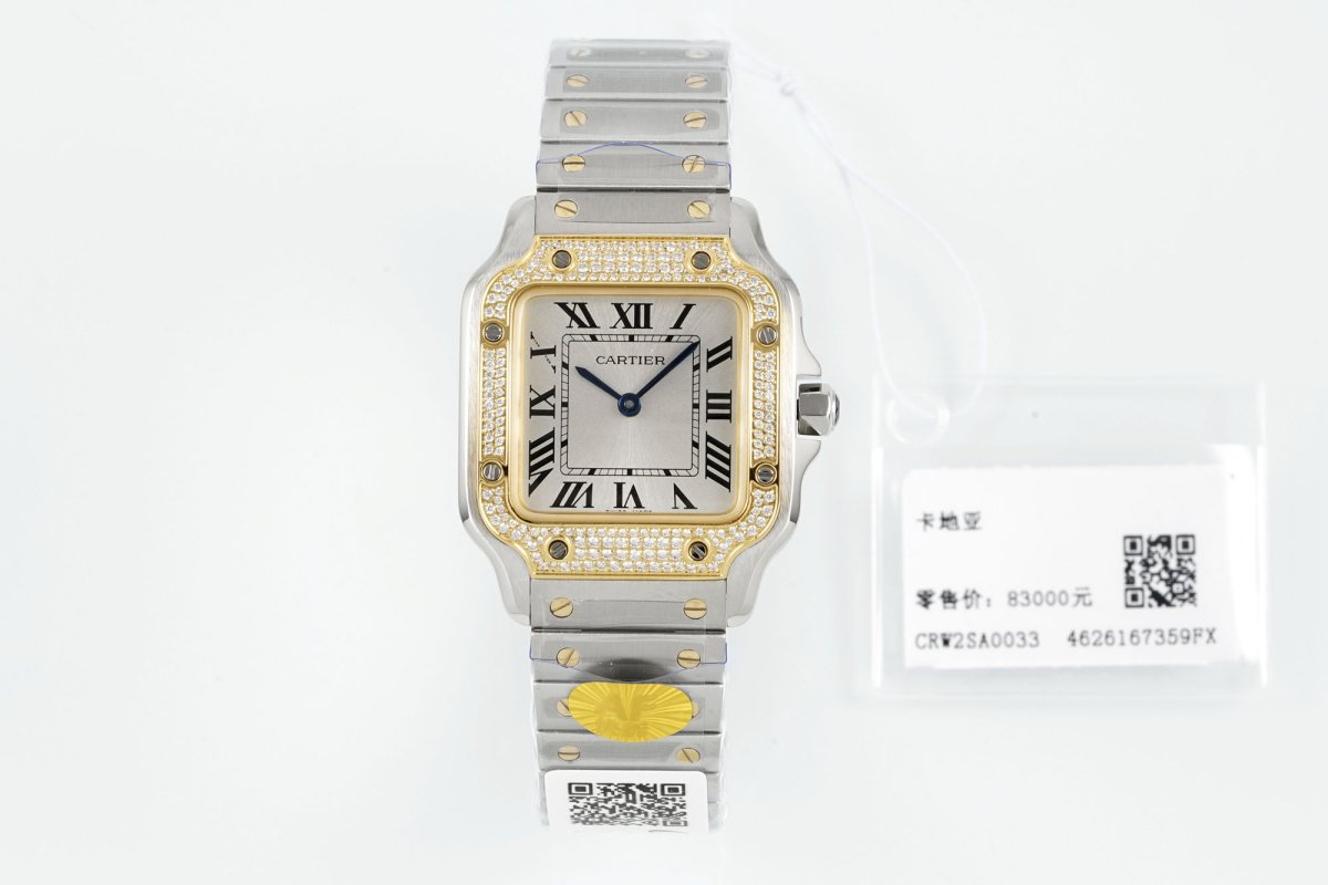 Женские часы 27 мм Cartier Santos с бриллиантами