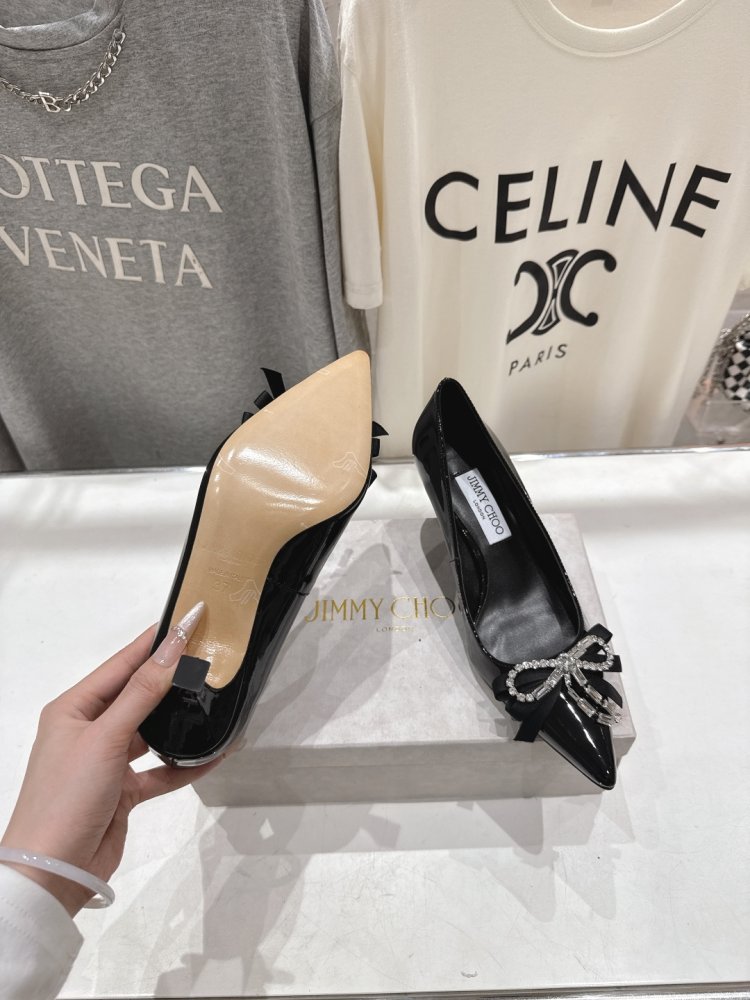 Женские туфли лодочки на шпильке с бантом остроносые фото 9