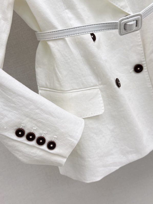 Женский льняной костюм (Двубортный пиджак и широкие брюки) фото 2