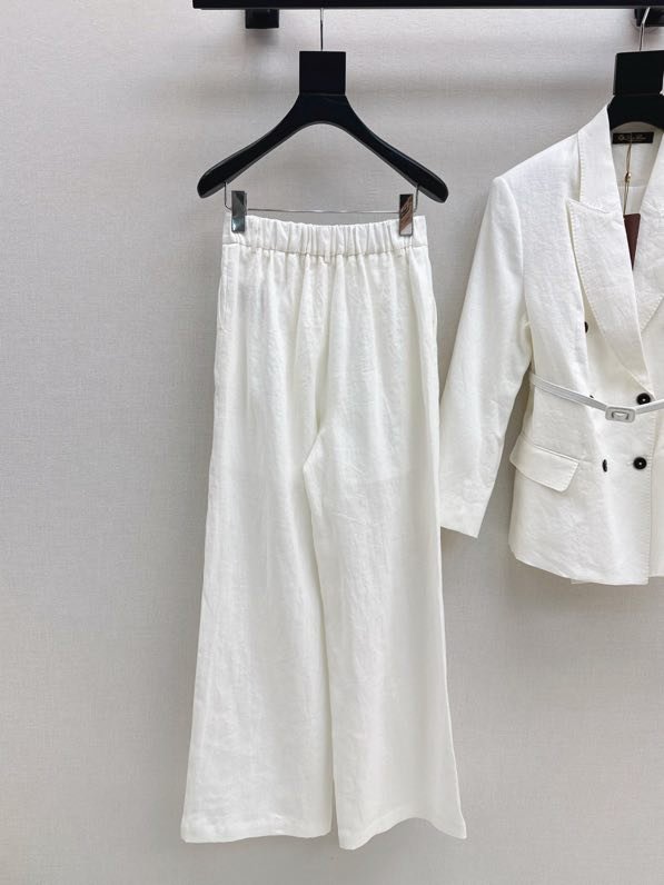 Женский льняной костюм (Двубортный пиджак и широкие брюки) фото 4