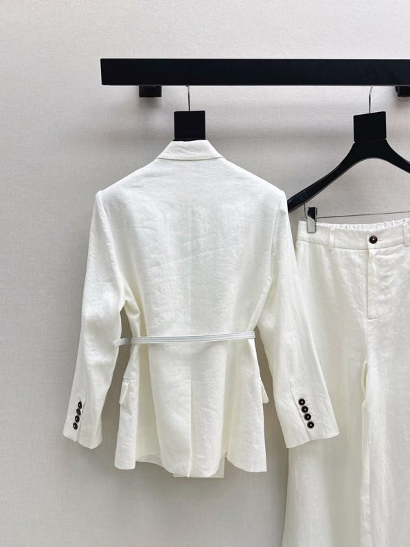 Женский льняной костюм (Двубортный пиджак и широкие брюки) фото 5