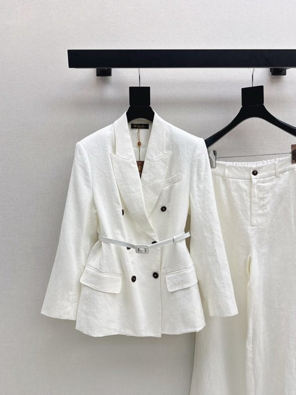 Женский льняной костюм (Двубортный пиджак и широкие брюки) фото 6