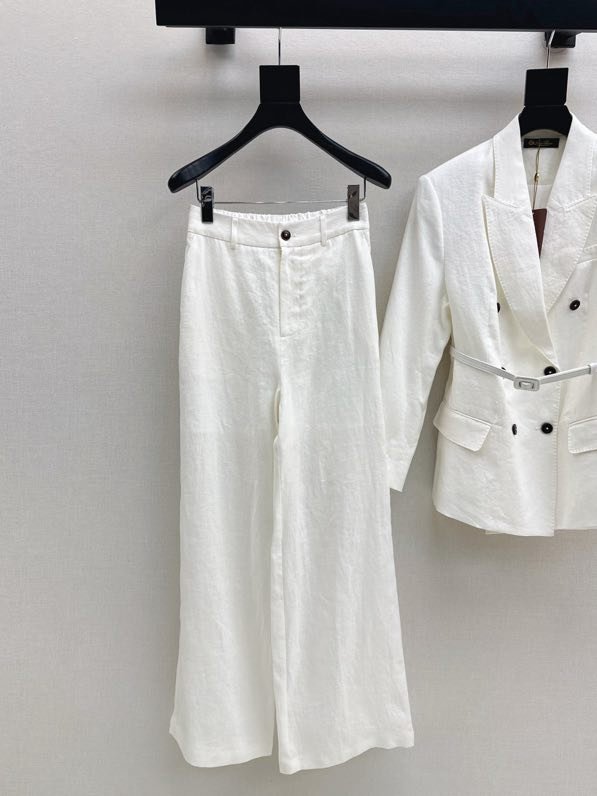 Женский льняной костюм (Двубортный пиджак и широкие брюки) фото 8