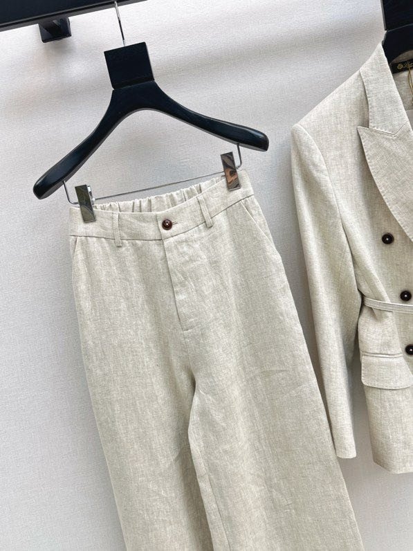 Женский льняной костюм (Двубортный пиджак и широкие брюки) фото 9