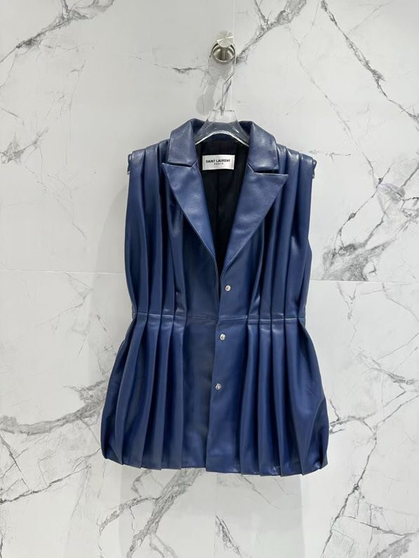 Vest leather blue women's фото 7