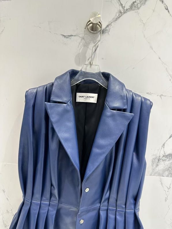 Vest leather blue women's фото 8